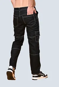 Trendy Black Regular Fit Denim  White Pocket Jeans For Men-thumb3