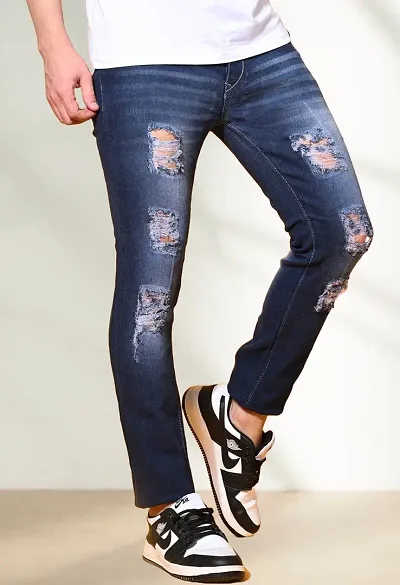 Stylish Denim Lycra Blend Mid-Rise Jeans For Men