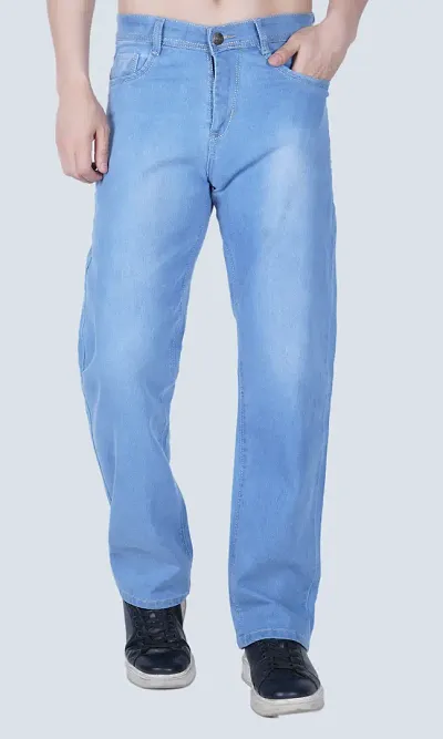 Trendy Loose Fit Baggy Plain Jeans For Men