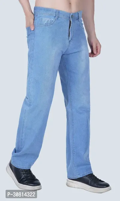 Trendy Sky Blue Jogger Fit Denim Baggy Plain Jeans For Men