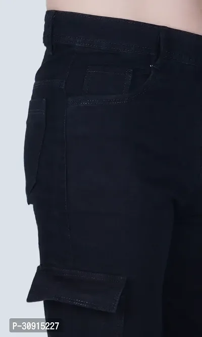 Mevan Loose Fit Denim Baggy Black Pocket Jeans-thumb2