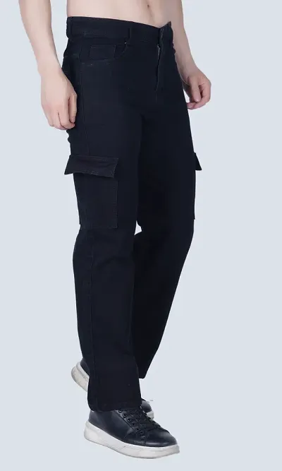 Flarex Jogger Fit Denim Baggy Black Pocket Jeans For Men