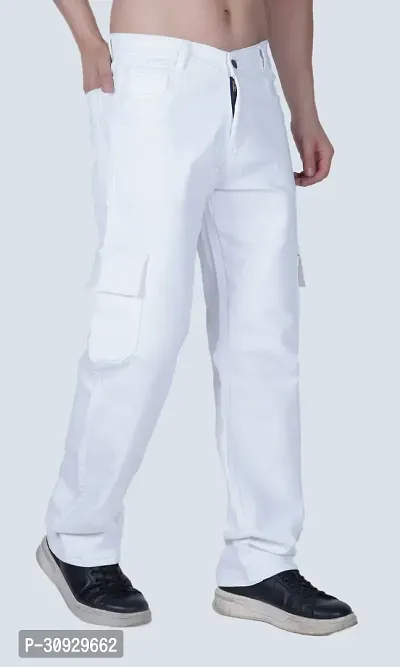 Mevan Loose Fit Denim Baggy White Pocket Jeans-thumb0