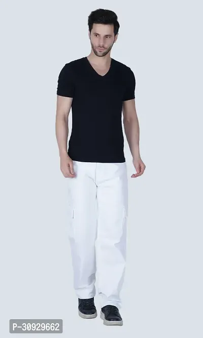 Mevan Loose Fit Denim Baggy White Pocket Jeans-thumb3