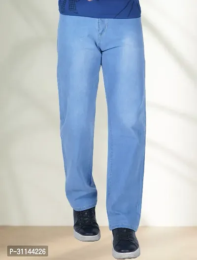 Linaria Baggy Fit Denim Baggy Sky Blue Plain Jeans