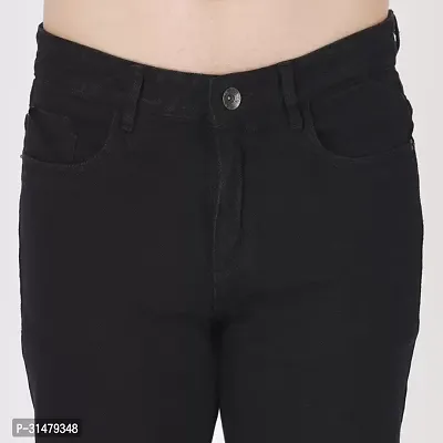 Linaria Slim Fit Denim Black Plain Jeans-thumb4