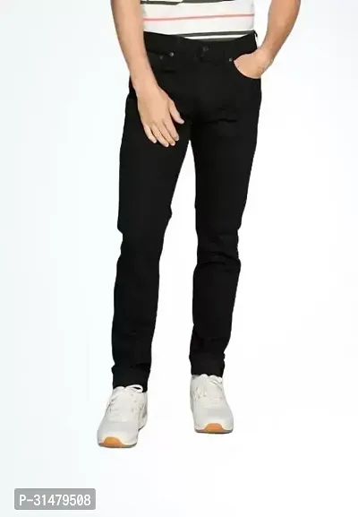 Linaria Tapered Fit Denim Black Plain Jeans-thumb0