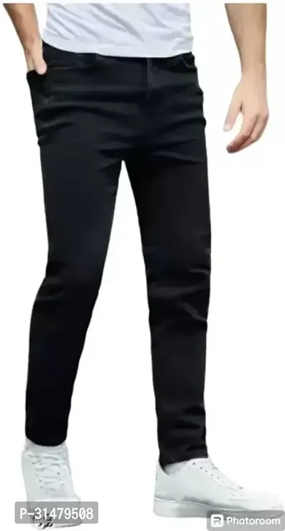 Linaria Tapered Fit Denim Black Plain Jeans-thumb3