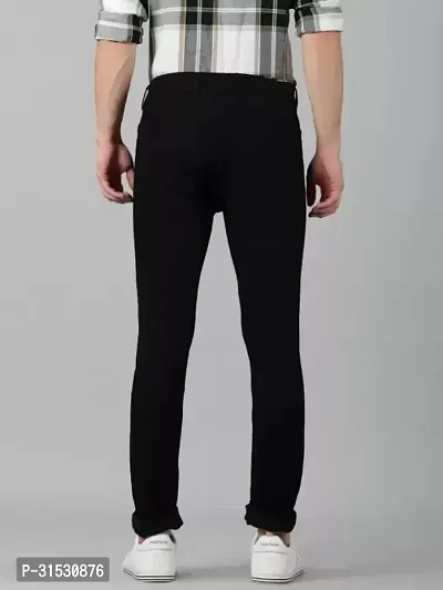 Trendy Black Denim Solid Jeans For Men-thumb2