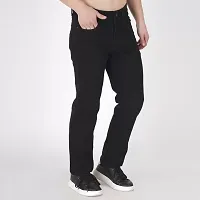 Trendy Black Denim Solid Jeans For Men-thumb1