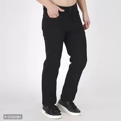 Trendy Black Denim Solid Jeans For Men-thumb2