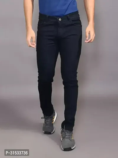 Trendy Black Denim Solid Jeans For Men