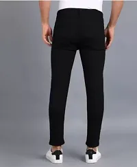 Trendy Black Denim Solid Jeans For Men-thumb1