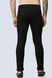 Trendy Black Denim Solid Jeans For Men-thumb1