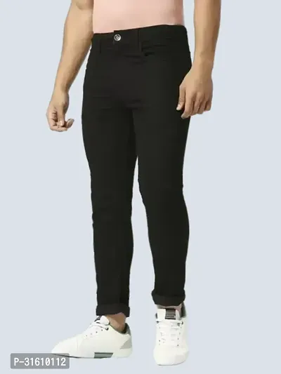 Trendy Black Denim Solid Jeans For Men-thumb4