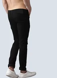 Trendy Black Denim Solid Jeans For Men-thumb1