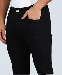 Trendy Black Denim Solid Jeans For Men-thumb2