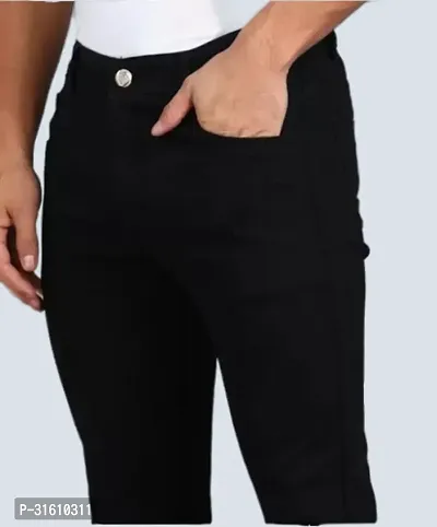 Trendy Black Denim Solid Jeans For Men-thumb3