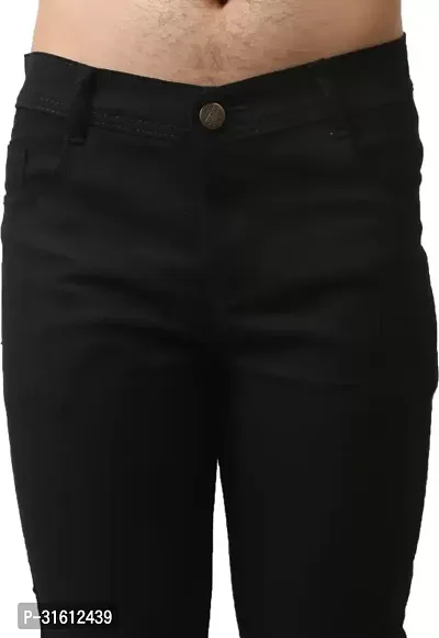 Trendy Black Denim Solid Jeans For Men-thumb3