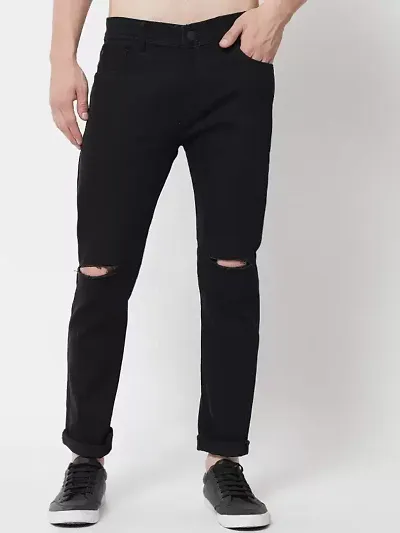 Mevan Tapered Fit Knee Cut Jeans