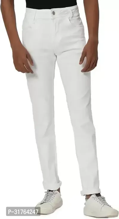 Mevan Slim Fit Denim White Plain Jeans-thumb0