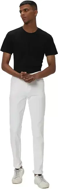 Mevan Slim Fit Denim White Plain Jeans-thumb1