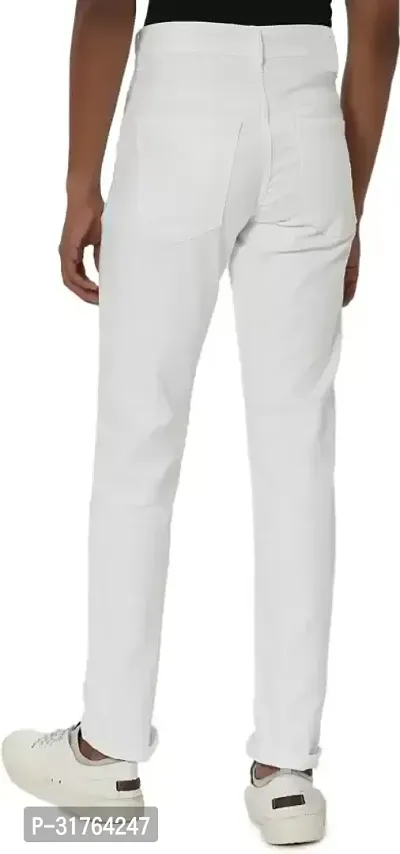 Mevan Slim Fit Denim White Plain Jeans-thumb3