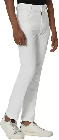 Mevan Slim Fit Denim White Plain Jeans-thumb4