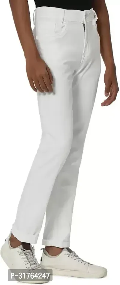 Mevan Slim Fit Denim White Plain Jeans-thumb5