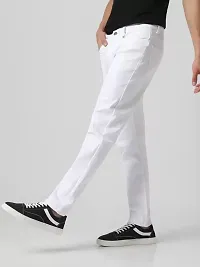 Mevan Regular Fit Denim White Plain Jeans-thumb4