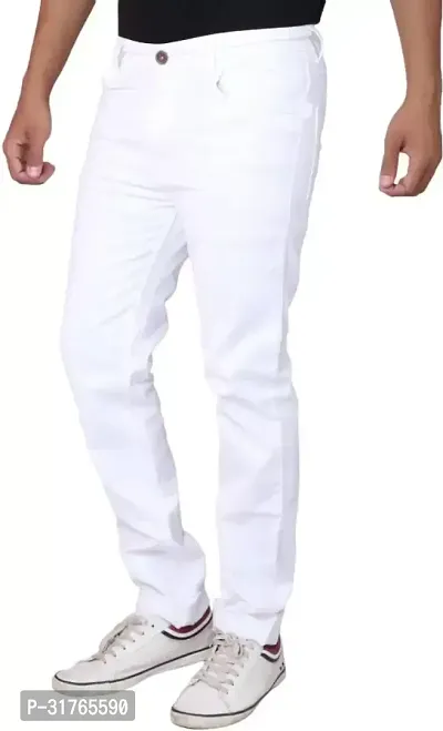 Mevan Slim Fit Denim White Plain Jeans-thumb3