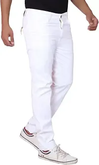 Mevan Slim Fit Denim White Plain Jeans-thumb3