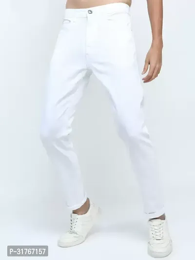 Linaria Straight Fit Denim White Plain Jeans-thumb0