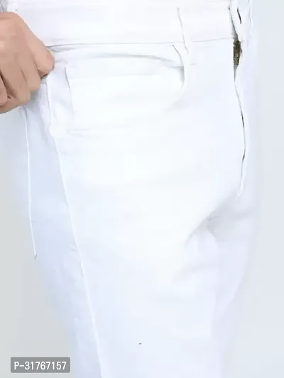 Linaria Straight Fit Denim White Plain Jeans-thumb3