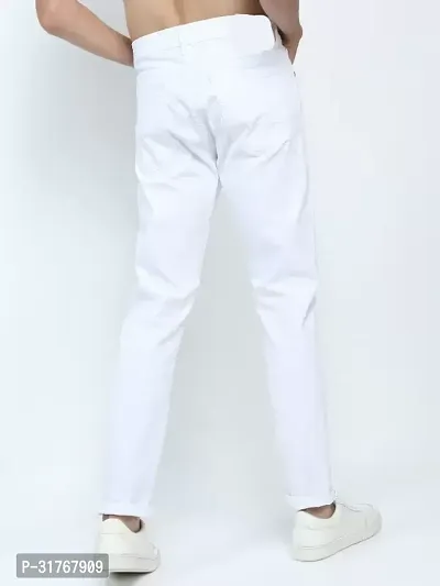 Linaria Slim Fit Denim White Plain Jeans-thumb2