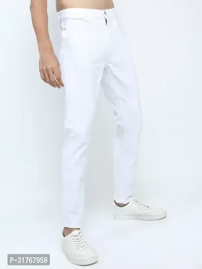 Linaria Straight Fit Denim White Plain Jeans