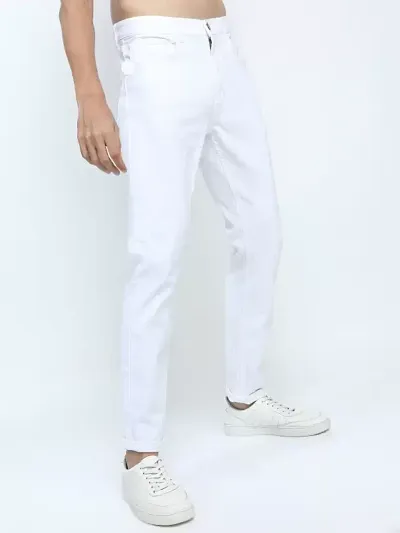 Star4well Men Slim Fit White Denim Jeans