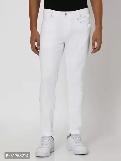 Linaria Sim Fit Denim White Plain Jeans