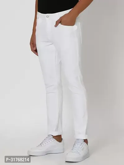 Linaria Sim Fit Denim White Plain Jeans-thumb3