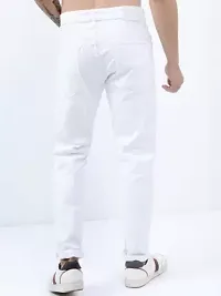 Linaria Slim Fit Denim White Plain Jeans-thumb1