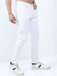 Linaria Slim Fit Denim White Plain Jeans-thumb2