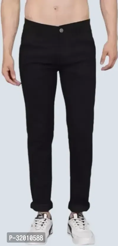 Mevan Tapered Fit Denim Black Plain Jeans