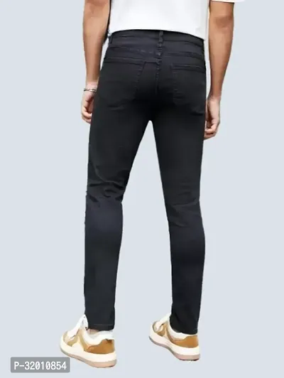 Mevan Slim Fit Denim Black Knee Cut Jeans-thumb3