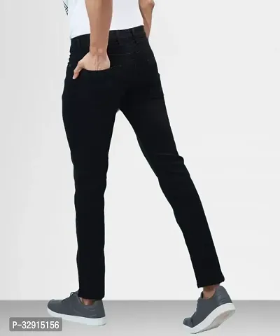 Linaria Tapered Fit Denim Black Plain Jeans-thumb2