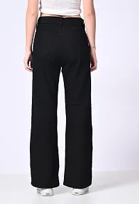 Mevan Loose Fit Denim Women Baggy Black Plain Jeans-thumb1