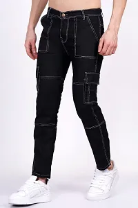 Linaria Straight Fit Denim Black White Pocket Jeans-thumb2