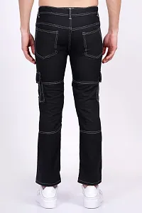 Linaria Straight Fit Denim Black White Pocket Jeans-thumb3