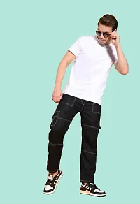 Mevan Regular Fit Denim Black White Pocket Jeans-thumb1