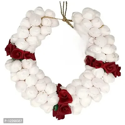 Hypebeast Mogra Fragrance Artificial Hair Juda Gajra (Plain) Hair Accessory Set Garland Juda Decoration Phool Gazra for Women, Juda Bun Realistic Hair(red,White) (pack of 2)-thumb2