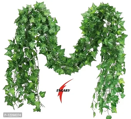 ENGARY? Artificial Ivy Garlands Leaves Greenery Hanging Vine Creeper Plants (Green, Pack of 6 Strings,6.7 feet Each)-thumb5